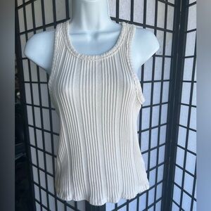 Anthropologie Ivory Ribbed Tank Top small